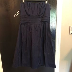 Navy strapless dress